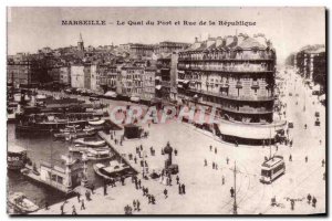 Marseille Old Postcard The wharf from the harbor and streets of the Republic
