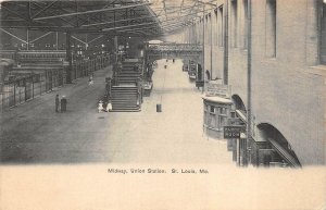 MIDWAY UINION STATION ST. LOUIS MISSOURI TRAIN DEPOT POSTCARD 1914