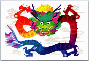 VINTAGE CHINA ILLUSTRATED STAMPED POSTAL CARD LUNARY YEAR OF THE DRAGON ART (B)