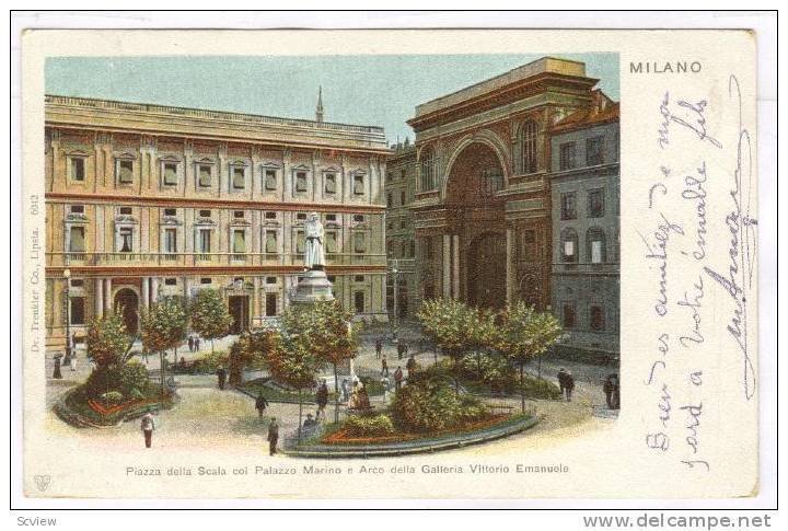 Piazza Della Scala Col Palazzo Marino E Arco Della Galleria Vittorio Emanuele...