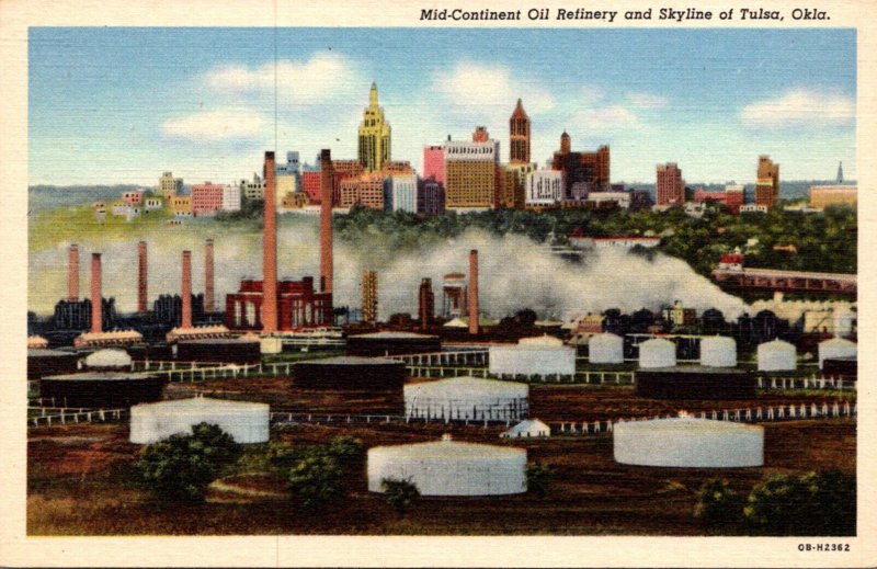 Oklahoma Tulsa Mid-Continent Oil Refinery and Skyline Curteich