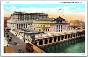 1926 New Union Station Chicago Illinois IL Street View Building Posted Postcard