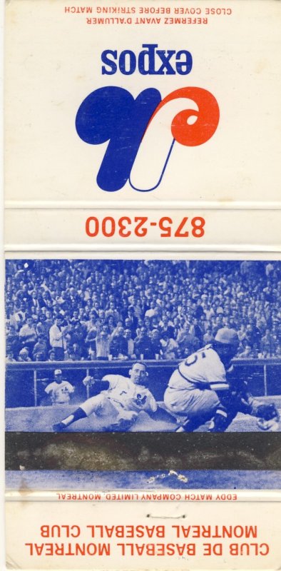 1972 Montreal Expos Match Cover, With Home Schedule Inside