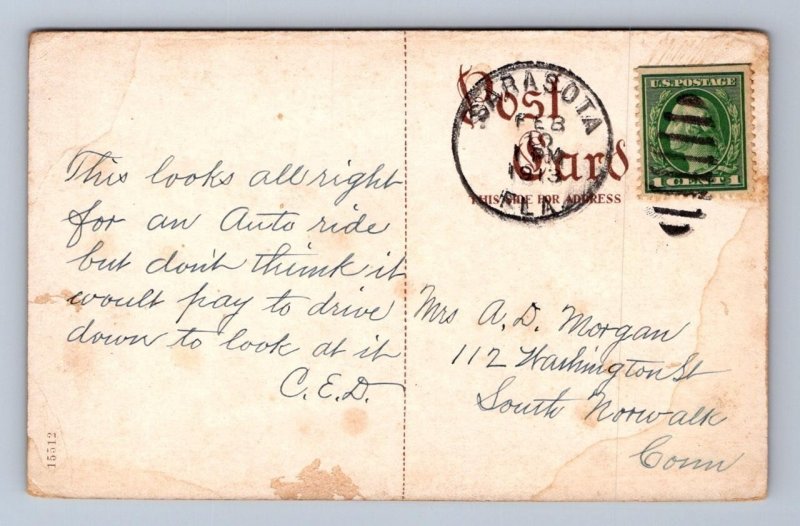 HOLLYWOOD SARASOTA FLORIDA POSTCARD 1913