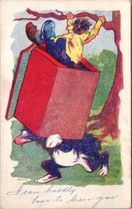 'I Can Hardly Bear To Leave You' Comic Bear Missing c1908 Antique Postcard D40