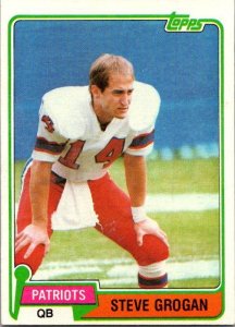 1981 Topps Football Card Dave Grogan New England Patriots sk10366