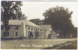 Fryeburg ME Main Street Store Fronts Drug Store Vintage Real Photo RPPC Postcard