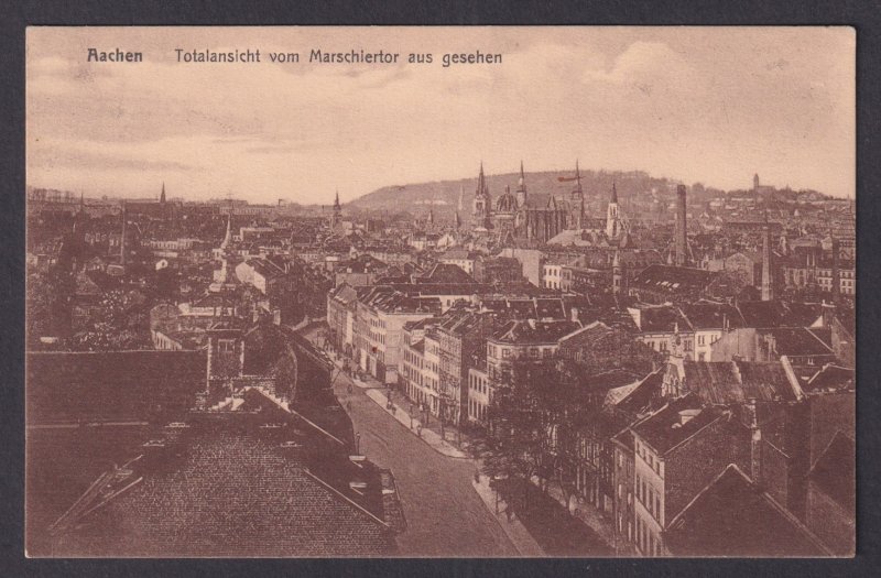 Aachen Germany City Panorama from Marschiertor 1916 WWI Feldpost Postcard