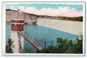 1931 Dix Dam & Intake Tower Tower US Flag Near High Bridge Kentucky KY Postcard