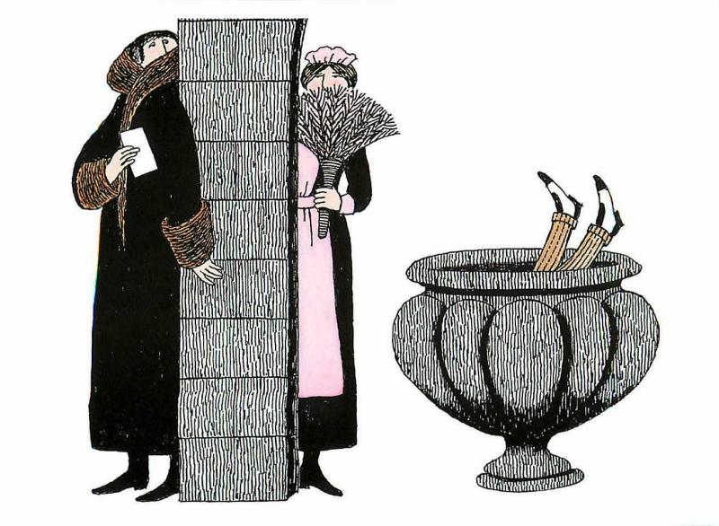 Mystery PBS TV Series Secret Note and Urn by Edward Gorey - Large Postcard #1