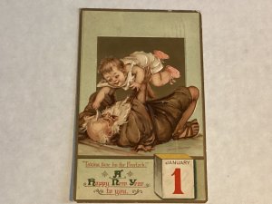 Artist signed Frances Brundage A Happy New Year embossed Series 1301 Grade 3