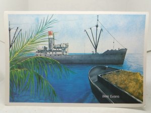 SS Fido First Shipment of Phosphate Republic of Nauru Vtg Postcard Jane Evans 