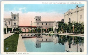 c1910s San Diego, CA Panama-California Exposition Postcard Reflection Lagoon A87