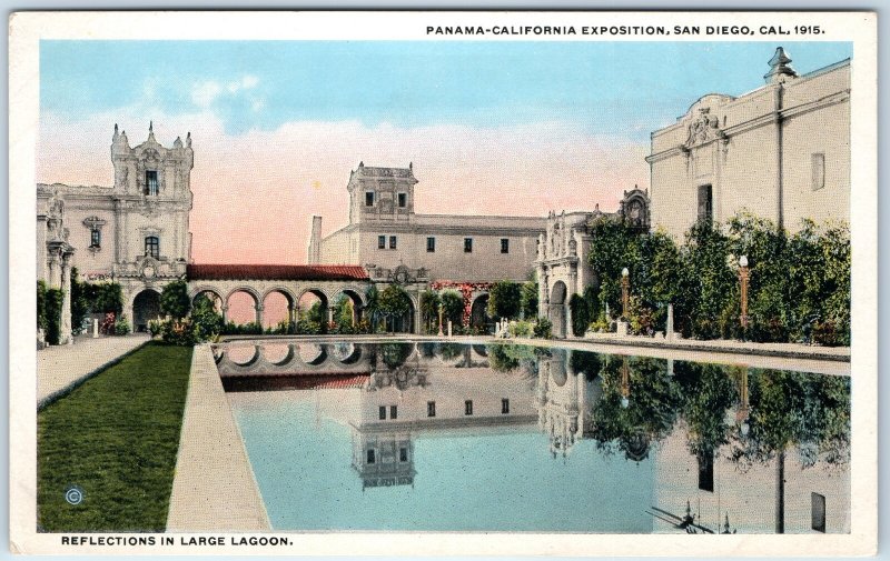 c1910s San Diego, CA Panama-California Exposition Postcard Reflection Lagoon A87
