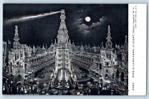 Coney Island New York Postcard View Of Luna Park At Night Scene c1905's Antique