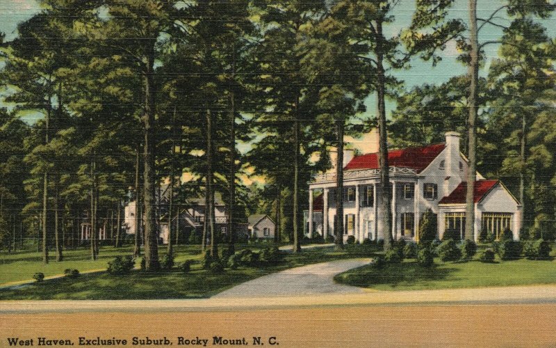 Vintage Postcard 1930s West Haven Exclusive Suburb Rocky Mount North Carolina NC 