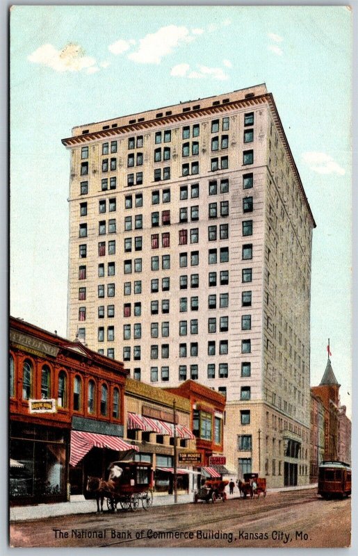 Vtg Kansas City Missouri MO National Bank of Commerce Street View 1910s