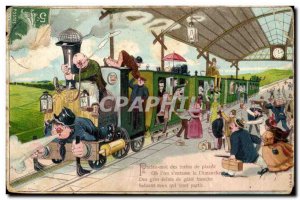 Fancy Old Postcard Tell me pleasure trains Illustrator