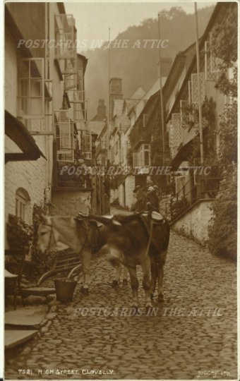 High Street Clovelly England - UK - Vintage RPP Real Photo Postcard Sienna