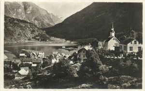 PC NORWAY, HELLESYLT, BIRD'S EYE VIEW, Vintage REAL PHOTO Postcard (b31704)