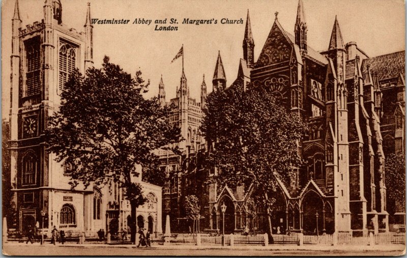 Vtg 1910s Westminster Abbey and St Margaret's Church London England Postcard