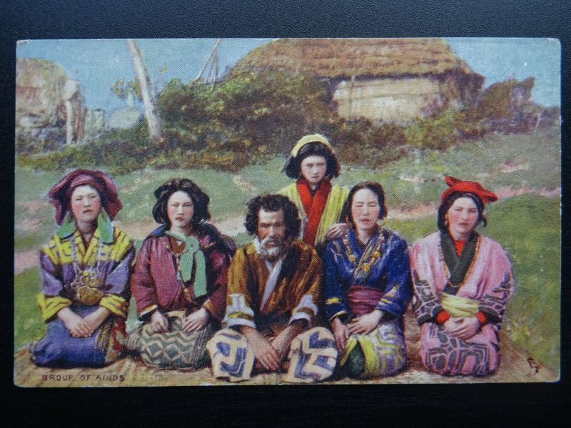 Japan Japanese at Home GROUP OF AINU PEOPLE c1908 Postcard by Raphael Tuck 6463 