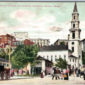 c1900s Boston MA Park St Church Subway Zentrance Peters Chocolate Billboard A205