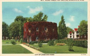 Minneapolis Minnesota, Round Tower Fort Snelling City Of Lakes & Parks Postcard