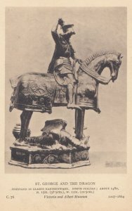 St George & The Dragon Earthenware Sculpture Victoria & Albert Museum Postcard
