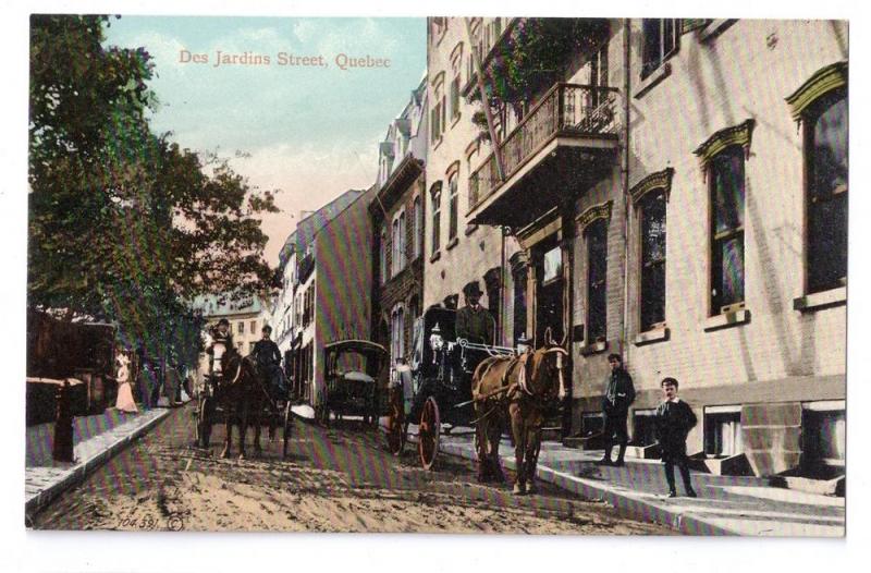 Canada Quebec Des Jardins Street Horse Carriage Postcard