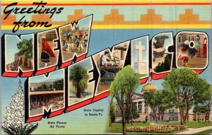 Greetings From New Mexico Large Letter Linen Curteich