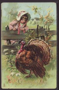Thanksgiving,Turkey,Girl Postcard