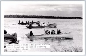 RPPC Moose Factory Island Ontario Indian Guides Freighter Canoes Eddie Duke