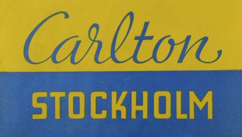 1940's-50's Carlton Hotel Stockholm, Sweden Luggage Label Original E17