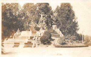 RPPC SANTIAGO CHILE STATUE REAL PHOTO POSTCARD (1920s) !!