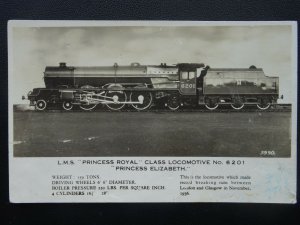 LMS London Midland Scotland Railway LOCO No.6201 PRINCESS ROYAL Old RP Postcard