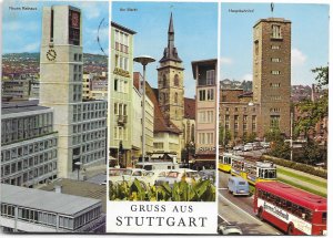 Stuttgart Germany. Down Town.   Used with stamp