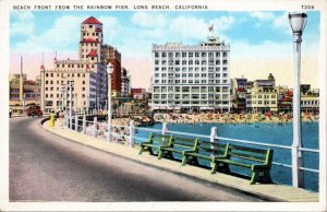 Postcard CA Long Beach - Beach Front from the Rainbow Pier