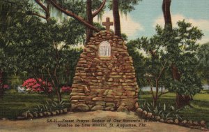 Postcard 1954 Forest Prayer Sta. Sorrowful Mother Nombre Mission St Augustine FL