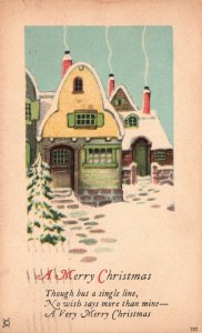 Vintage Postcard 1921 A Merry Christmas  Winter Snow Holiday Season Souvenir