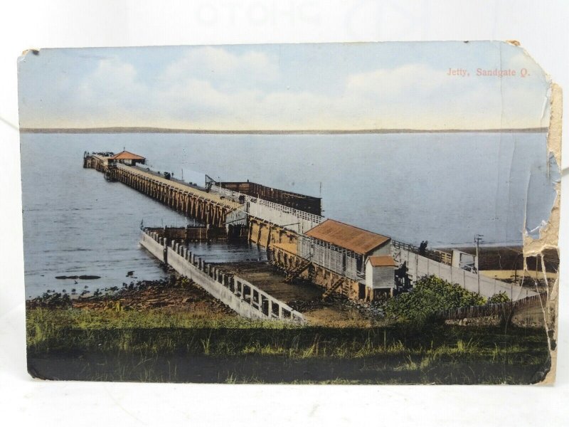 The Jetty /  Pier Sandgate Queensland Australia Vintage Postcard C1912