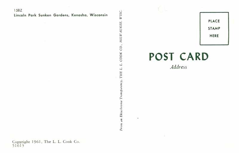 Postcard GARDEN SCENE Kenosha Wisconsin WI AU0326