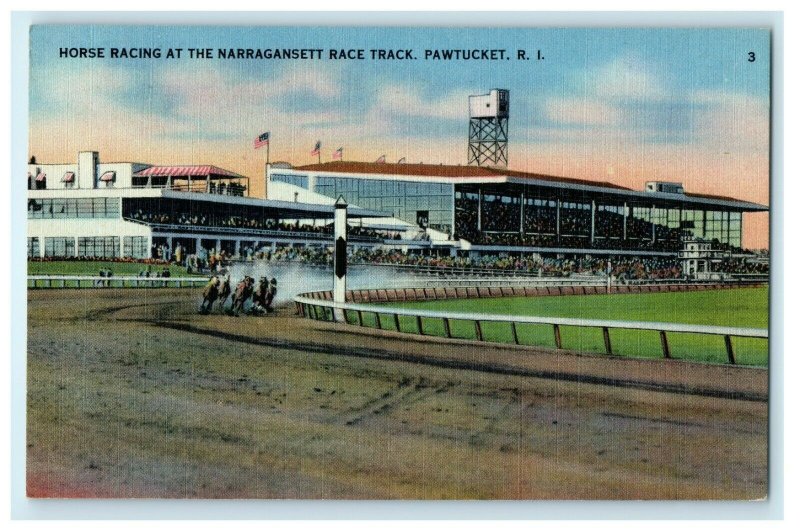 1938 Narragansett Race Track in Pawtucket, Rhode Island, RI Postcard 