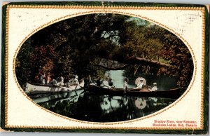 Postcard ON Muskoka Lakes Shadow River near People in Canoes ~1910 K70