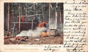 CAMPING IN THE MAINE WOODS KENNEBUNK BEACH POSTCARD 1908