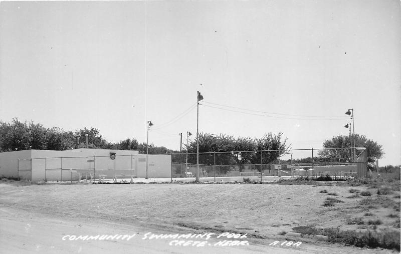 Crete Nebraska~Community Swimming Pool~Saline County~1950s RPPC-Postcard