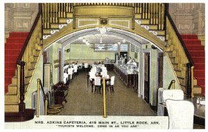 Mrs. Adkins Caferia 415 Main Street Little Rock Arkansas AK Postcard