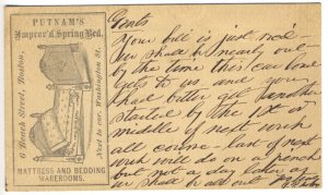 Advertising Pioneer Boston MA Mattress Bedding Manufacturers Early Postal Card