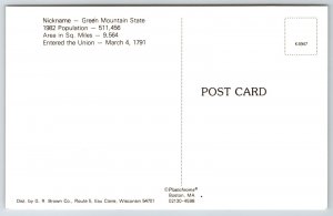 State Maps~Greetings From Vermont~Brandon~Randolph~Orleans~Vintage Postcard