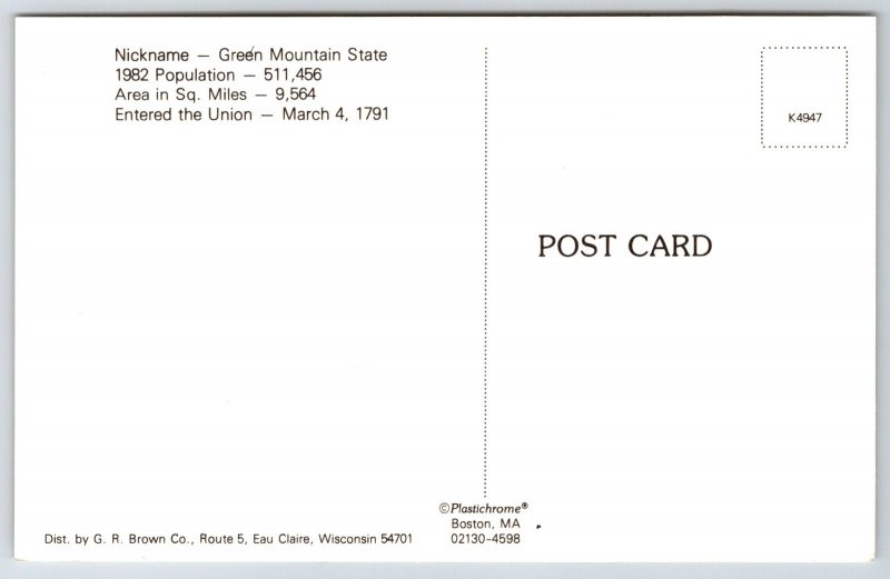State Maps~Greetings From Vermont~Brandon~Randolph~Orleans~Vintage Postcard